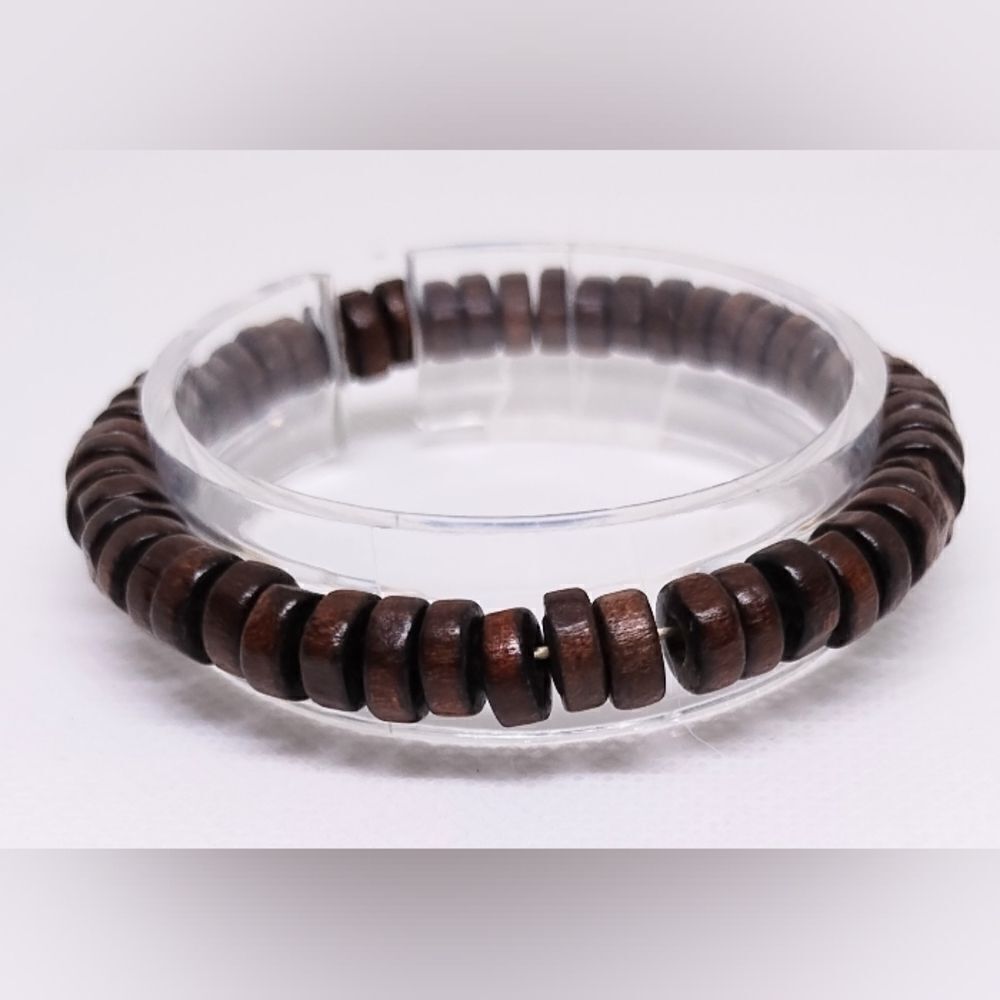 Men's bracelet beaded‎ beads brown new e36